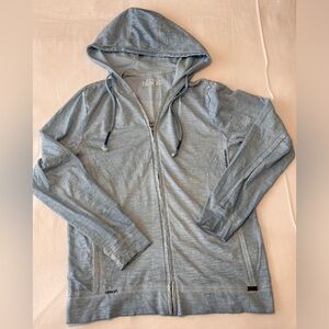 Men’s Buckle Black Long Sleeve T-Shirt With Zipper and Hood. Blue Size Medium